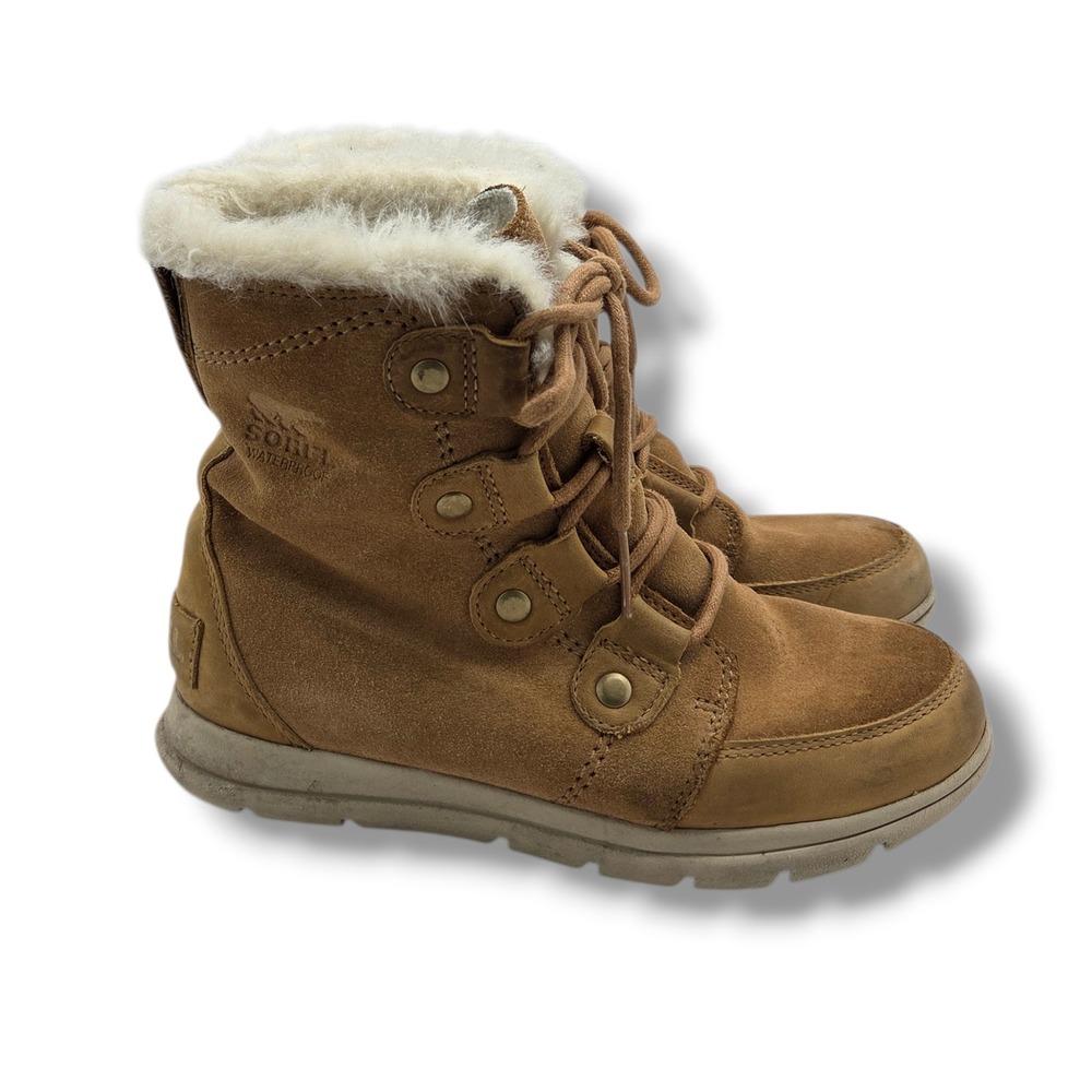 Sorel Explorer III Joan‎ Boots Womens 6 Waterproof Suede Tawny Buff NL3039-224
